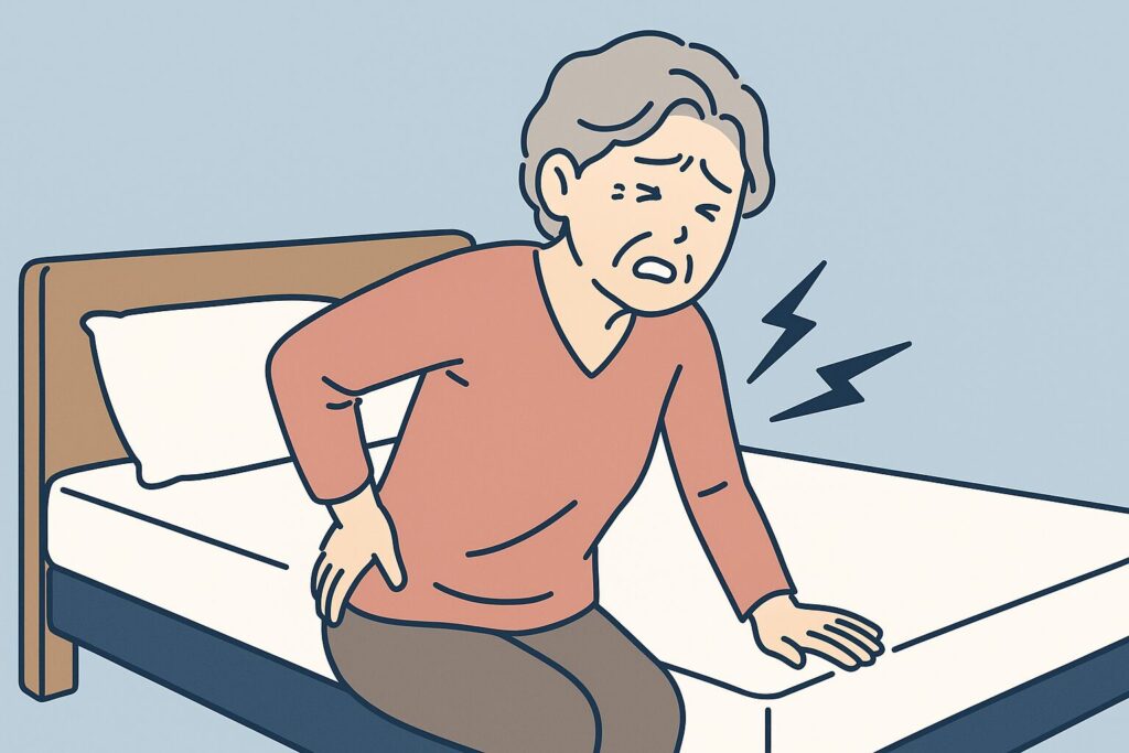 起きると腰が痛い高齢女性