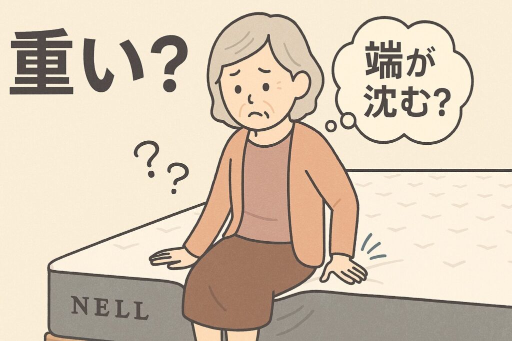 重い?端が沈む?と悩む女性