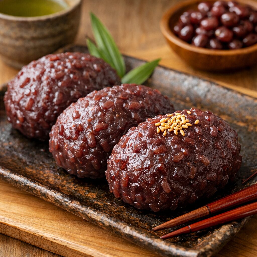 高齢者へのお年賀やお彼岸、敬老の日の手土産に選ばれやすい和菓子のおはぎのイラスト
