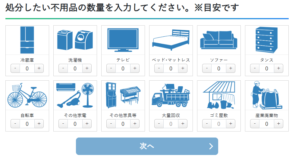 数量の入力画面