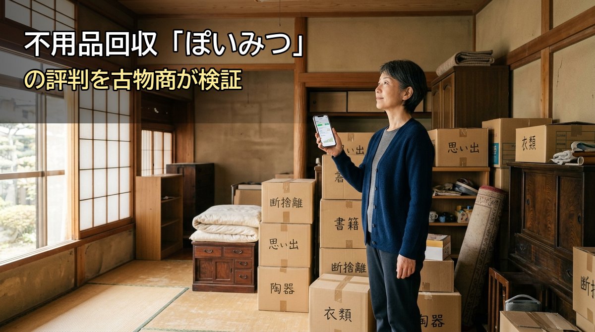 不用品回収ぽいみつの評判と一括見積もりを調べる女性