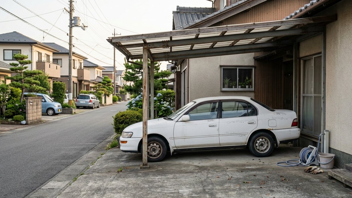 免許返納後にカーポートへ残された10年以上乗った車