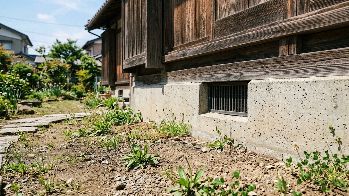 木造住宅の基礎と床下換気口